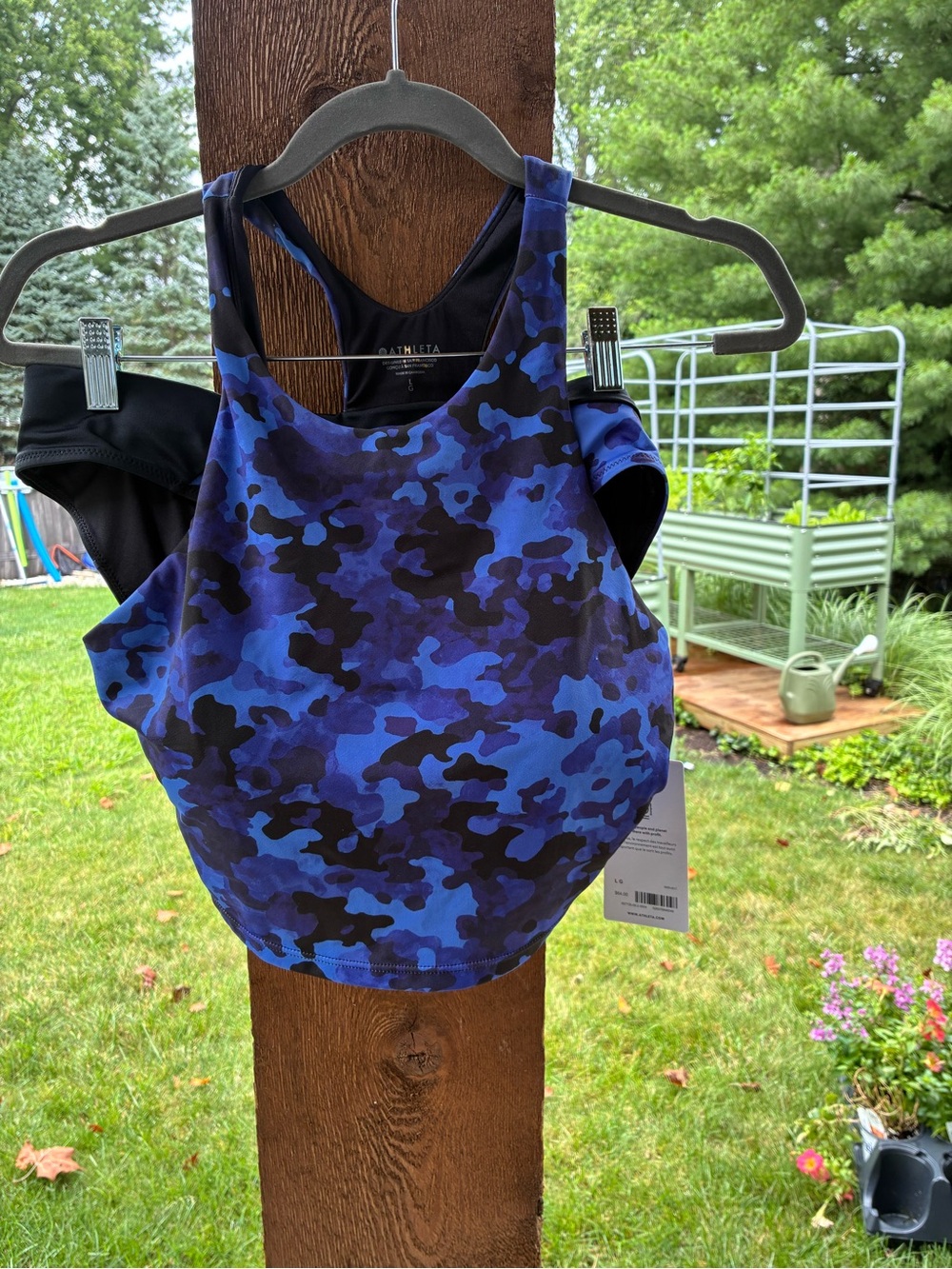 Athleta NWT Bikini. Large. Camo Blue/Black